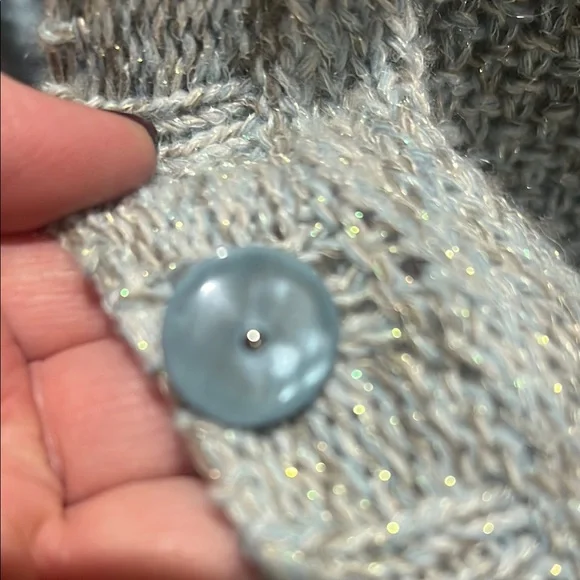 Escada Gray and Blue Knit Cardigan with built in Scarf and long sleeve sweater38 - Picture 5 of 8